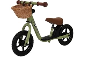 ‎BANDITS & ANGELS Bandits & Angels Laufrad aus Metall mit Weidenkorb ab 2 Jahren – Lauflernrad – Verstellbarer Sattel 29 bis 39 cm – für Jungen und Mädchen – niedriger Einstieg mit Trittbrett