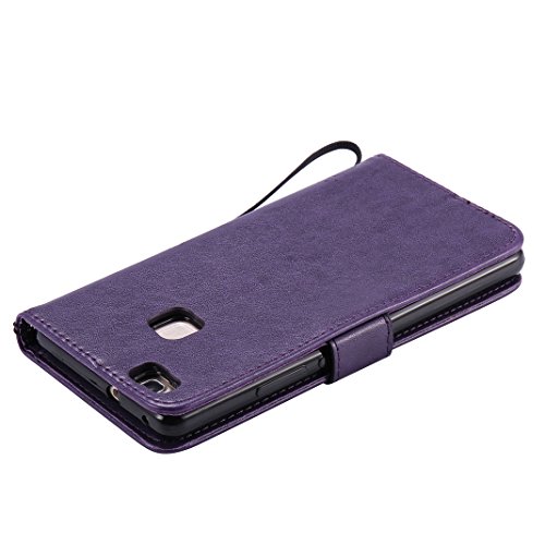 Handyhülle Huawei P9 Plus Leder, Huawei P8/P8 Lite Flipcase,Huawei P9/P9 Lite Leder Cover, Moon mood® PU Leder Tasche für Huawei P9 Plus 5.5 Zoll Schutzhülle Leder Wallet Portemonnaie Kasten-Slot Baummuster Geprägt Abdeckung BookStyle Standfunktion Flip Case Buchformat Unterstützung Magnetverschluss Kartenhalter Weichen TPU Innen Etui Cover - 7