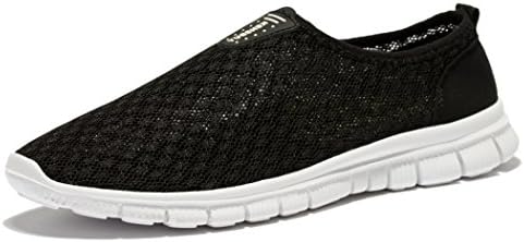 Daillor Men &amp; Women's Breathable Mesh Running Sneakers Outdoosr Slip-on Beach Aqua Shoes (42 EU 7.5 UK Men, All black)