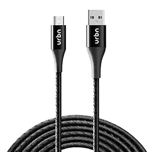 URBN Micro USB 3 Amp Fast Charging Data and Sync Cable Extra Tough Quick Charge 18W Compatible (4 Feet) 1.2M - Black