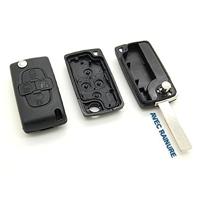 Générique Coque clé plip télécommande 4 Boutons Peugeot 807 1007 Avec Rainure