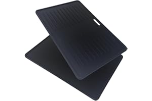 CosmoGrill Reversible Cast Iron BBQ Griddle Plate, 42 x 36cm, Flat & Ridged Skillet for Frying, Searing & Grilling, Fits CosmoGrill XXL Smoker Charcoal Barbecue & Compatible BBQs