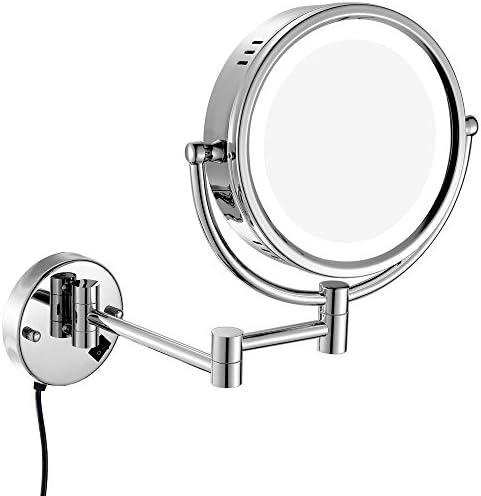 GURUN 8.5 Inch Led Lighted Wall Mount Mirror With Lights With 7X Magnification, Chrome Finish M1809D(8.5In,7X)