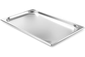 HENDI Recipiente GN 1/1,contenedor GN,bordes redondeados,resistente a Temperaturas de -40° a 300°C,apto para hornos,congeladores,calientaplatos,baño María,2.5L,530x325x(H) 20mm,acero inoxidable