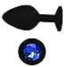 Produktbild iEFiEL Deluxe Analplug Buttplug Silikon Schwarz mit Kristall Lust Sexspielzeuge 30mm 35mm 40mm (M, Blau)