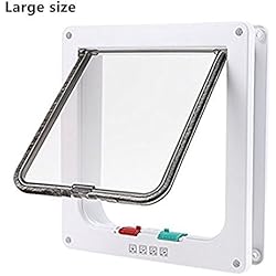Fontic 4-Modo Puerta Magnética Bloqueable de Aleta para Gato Gatito Perro Perrito Mascota Seguridad puerta de Aleta para Gato, Perro, Mascota (L)