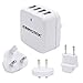 Price comparison product image USB Charger - Ennotek 34W 4-Port USB Wall Charger with Interchangeable UK/EU / US/AUS Plugs for Mobile Phones and Tablets including iPhone, iPad, Samsung Galaxy, and more - White