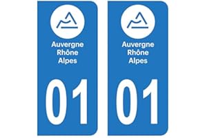 HADEXIA Autocollant Stickers Plaque immatriculation Voiture Auto département 01 Ain Logo Région Auvergne-Rhône-Alpes