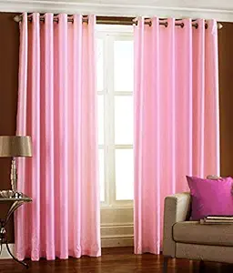 GS Traders Royal Polyester Solid Plain Crush Curtains for Door 7 feet Set of 2 (Baby Pink, Long Window/ Door - 7 Feet)