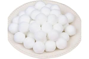 QIKAARA Pack of 100 Pompoms for Crafts, White Pompoms, 30 mm Fluffy Pompom Balls for DIY Creative Craft Decoration (White-3 cm)