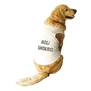 Ruse. Pet Holi Smokes Colorful Holi Printed Round Neck Sleeveless Dog Vest Tank T-Shirt/Tees for Dog Clothes Summer Apparel./X-Large (Full Grown Retrievers, Labs etc.)