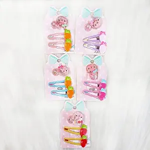 Peachpink Combo set of 5 cards large metal tiktac hair clips with resin rubberbands for girls women stylish hair accessory clip multicolour Pack of 15 pins