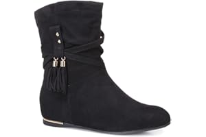 La Modeuse - Bottines plissées en simili daim avec petit talon compensé invisible