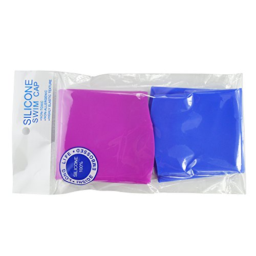 Ipow 2-Stück Hochwertige Silikon Badekappe Bademütze Badehaube für lange Haare gesund und warm Swim Cap (Pink + Blau) - 6
