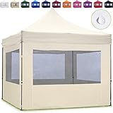 KORROSIONSBESTÄNDIG: Das Zelt ist eine robuste Überdachung und UV-/witterungsbeständig. Bei Stahl kann die dünne Beschichtung schnell verkratzen und dort ebenso Rost ansetzen wie an den Schweißnähten. Alu hingegen rostet nicht!