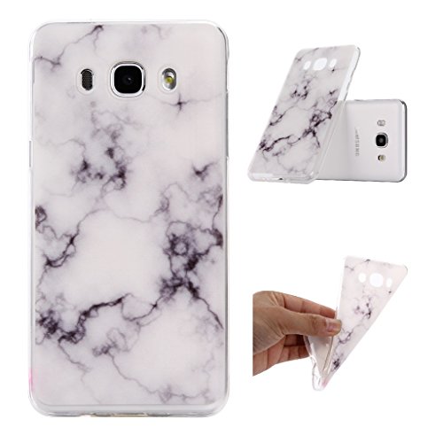 ZXLZKQ Galaxy J3 (2016) Carcasa Súper Delgado Negro Blanco Natural Mármol 3D TPU Gel Cubierta De Suave Silicona Funda Tapa para Samsung Galaxy J3 (2016) (no para Galaxy J5 2016)