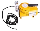 ultrakompakter WELDINGER Miniflüsterkompressor FK 23 mit Manometer und Wasserabscheider