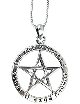 Anhänger Runen Pentagramm der 5 Elemente Keltischer 925er Silber Schmuck - Schutz - mit Kette Halskette Silberkette...