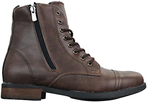 Tamboga Mens Fur Fleece Lined Winter Warm Hiking Combat Military Boots Zip Leather