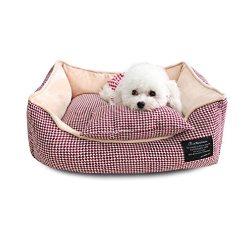 QBL Cuccia per Cani Cuccioli Autunno E Inverno Cuccia Teddy Canile Cuccia per Cani Grande Completamente Sfoderabile E Lavabile Pet Nido Caldo,Pink,L