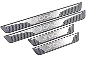 SJZT 4 Pezzi Acciaio Inossidabile Auto Battitacco Soglia Porta per Peugeot 3008 3008 GT 2017 2018 2019 2020 2021, Benvenuto Pedaliera Prevenire L'Usura AntiGraffio Styling Decorativo Accessori