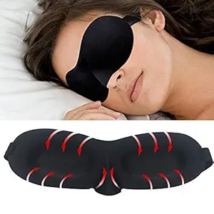 CABLE GALLERY Blind Sleeping Eye Mask Slip Night Sleep Eye black 3D Cotton Cover Super Soft & Smooth Travel Masks for Men Women Girls Boys Kids (1 pack eye mask) (1 Pc)