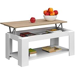 Comifort Table basse relevable avec porte-revues intégré 100 x 50 x 43/55 cm