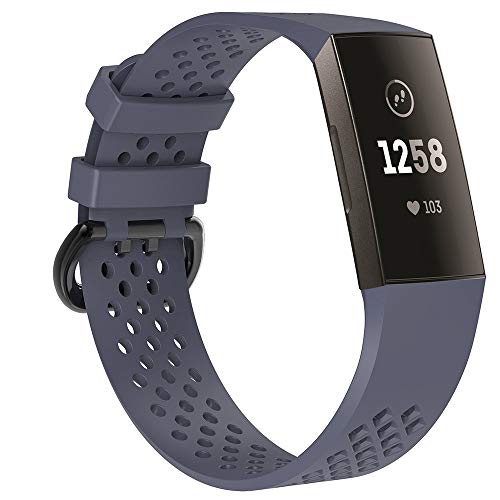 Preisvergleich Produktbild Uhrenarmband für Fitbit Charge 3, modisches und atmungsaktives Silikon-Armband, verstellbar, Smartwatchs; Ersatz-Armband für Fitbit Charge 3, Damen, Herren, Grau, 22mm Band Length:About 210mm