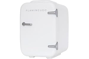 ‎FLAMINGUEO Flamingueo Mini Lodówka 4L - Mini Lodówka do Sypialni, Mała Lodówka 12V/220V, Funkcja Gorąca i Zimna, Lodówka Kosmetyczna, Mini Fridge Skincare