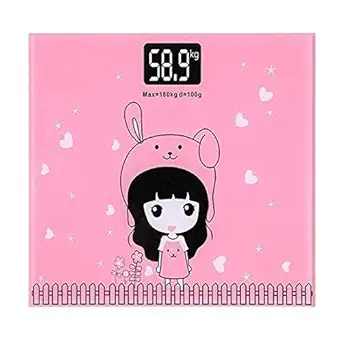 Zanzmer Personal Digital Bathroom Weighing Scale Machine with Step on Technology for Accurate Body Weight Monitor Tempered Glass Digital Scale Pink Color ( 1 pcs )