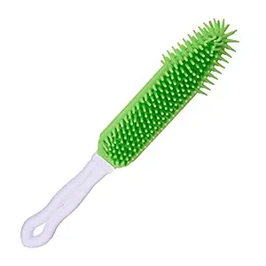 Pet Needs Hair Remover Portable Soft Silicone Brush for Dogs and Cats (Green, Large)