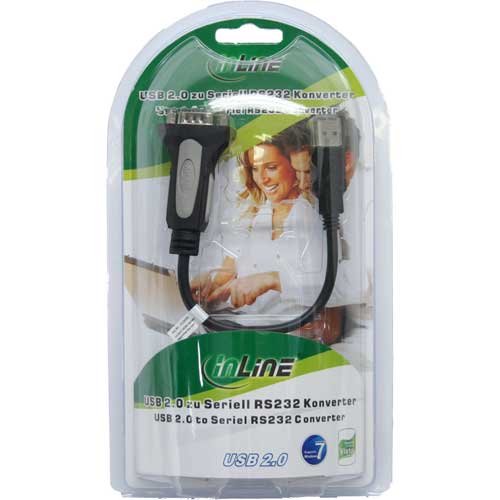 InLine 33306I USB A an 9-polig Sub D Stecker USB 2.0 zu Seriell Adapterkabel (0,25m) - 2