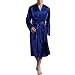 Produktbild FY Herren Paar Kimono Robe Bademäntel Morgenmäntel Seidenrobe Imitation Seide Dusche Tuniken Dressing Gown Nachtwäsche Saunamantel Wellness Spa Partei Geschenk Blau Größe XL