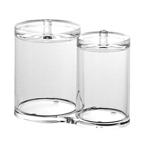 Oriskey Wattestäbchen Kosmetex Acryl Wattepads Behälter Halter Box Q-Tips Aufbewahrung, 2 runde Behälter - 6
