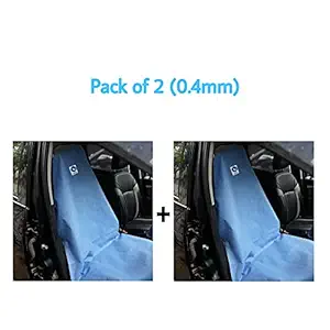ISHTA Fabric Disposable Sheet Cover for Car Seat 0.04 mm with-fold 5 ft x 2.5 ft, Pack of 2 (Front/Single Seat Cover, Blue)