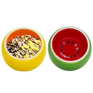 HERCOCCI Hamster Food Bowl, Ceramic - Rabbit Food Dish and Water Bowl for Bunny Guinea Pig Gerbil Ferret Syrian Hamster Chinchilla (2 Pack)