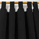 Deconovo Vorhang Blickdicht Schlaufen Gardinen Schlafzimmer Thermogardine Schlaufen Schlaufenschal 175×140 cm Schwarz 2er set - 2