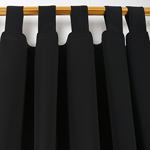 Deconovo Vorhang Blickdicht Schlaufen Gardinen Schlafzimmer Thermogardine Schlaufen Schlaufenschal 175×140 cm Schwarz 2er set - 2