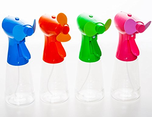 esto24® 2er Set Sprüh.- Hand.- und Tischventilator in 4 verschiedene Farben mit Feinzerstäuber