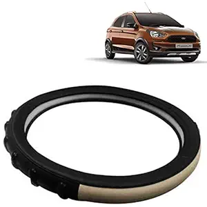 RD Universal Car Emboss Capsul Steering Wheel Cover Compatible for Compatible for Ford Freestyle (Beige, Black, Leatherite)