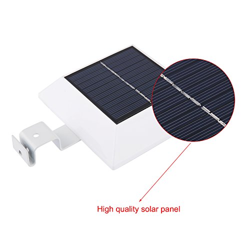Liqoo® LED PIR Sensor Solarlampe Solarleuchte Wandleuchte Gartenleuchte Solar Leuchte Lampe mit Bewegungsmelder Drahtlos Kaltweiß 6000K Wasserdicht IP44 für Dachrinnen Wand Garten Terrasse Treppen Weiß - 4