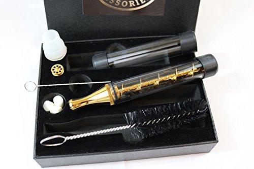 Skanka Twister Glas-Blunt 1,5 Gramm Kräuter Vaporizer Pipe Quarzröhren Gummikappen Reinigungsbürste und Aufbewahrungsbox in Gold mit Drip Tip und Silikon Fit für Bong