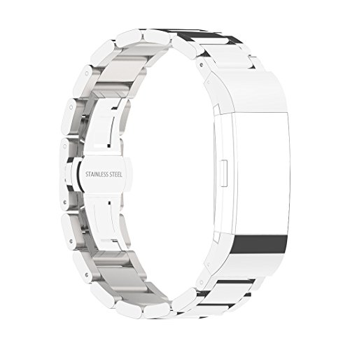 Für Fitbit Charge 2 Armband Rosa Schleife® Smart Watch Band Edelstahl Keramik armbänder Wrist Strap Uhrenarmband mit Schmetterlings Metallschließe und Schnalle Ersatzarmband Replacement Wristband für Fitbit Charge 2 Smart Fitness Watch Zur Herzfrequenz und Fitnessaufzeichnung - 3