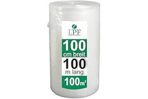‎LPF DIELUFTPOSLTERFOLIE dieLUFTPOLSTERFOLIE Luftpolsterfolie 100cm x 100m Verpackungsfolie Luftpolster Rolle Blisterfolie Noppenfolie Polsterfolie Umzug 1m Knallfolie Polstermaterial Versand Transparent Umzugfolie 100