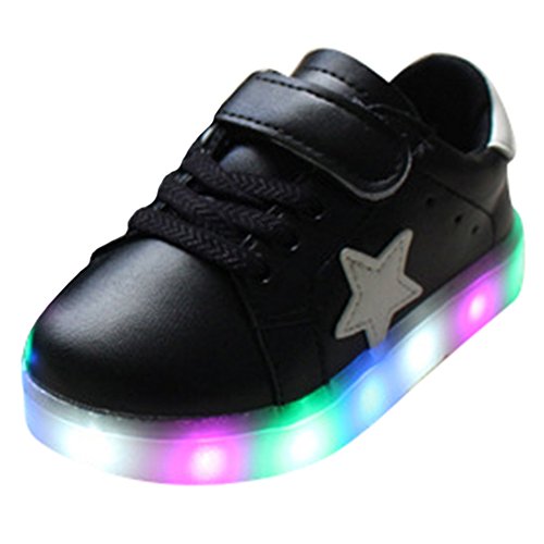 Highdas Jungen Mädchen Leder Prewalker Light Up Schuhe
