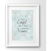 Kunstdruck A4 ungerahmt, Muttertag Sprüche Poster Einen Engel ohne Flügel nennt man Mama, Geschenk-Idee Mutter ohne Rahmen