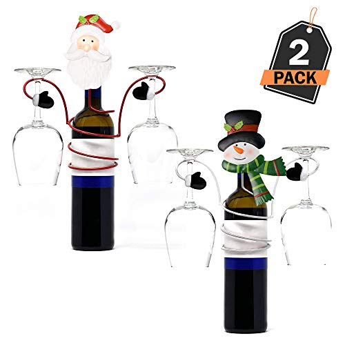 Kompanion Set da 2 Porta Bicchieri da Vino Casa e Ufficio di Natale Regalo di Festa Perfetto per Tutti