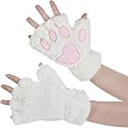 NimbusNote Cat Paws Gloves Fingerless, Furry Paw Cute Hand Gloves, Cute Cat Paw Gloves, Winter Soft Warm Fingerless Gloves, Cosplay Plush Gloves, Kawaii Gloves for Women Girls