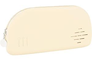 DAMILY Beauty Case in Silicone Impermeabile, Borsa Cosmetica Portatile Da Viaggio, Per Pennelli Da Trucco E Traspirante, Portafoglio Della Borsa Cosmetica Della Chiusura Lampo,Unisex (Beige)