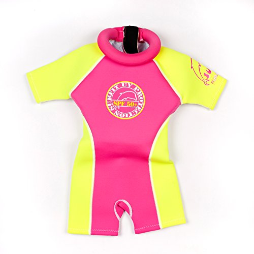 Jakabel - Muta da Bambina con Colletto Anti annegamento, Rosa (Rosa/Giallo), 3-4 Anni